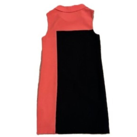 Tahari ASL Coral and Black Color Block Shift Dress - Picture 2 of 5